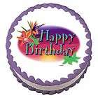 Happy Birthday Tropical ~ Edible Image Icing Cake, Cupcake Topper 