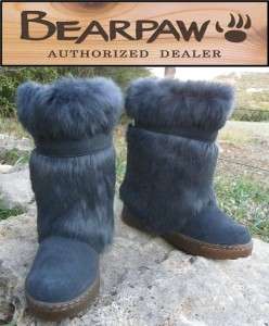 NEW BEARPAW SONJO II Rabbit FUR EXOTIC Winter ApresSki Mukluk Boots 