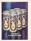 1973 Colt 45 Malt Liquor Beer Magazine Ad. 6 Pack