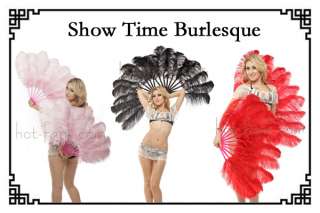 pair Theatrical Hot Pink colour Burlesque Ostrich Feather Fan