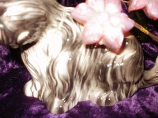   TERRIER SCOTTISH DOG GLASS LAMP LIGHT Pink Flower R SINGER  