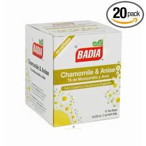 Badia Spices inc Tea, Chamomile Anise, 10 count (Pack of 20)  