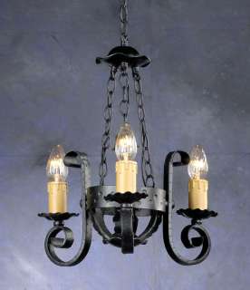 Gothic Wrought Iron 3 Light Chandelier Medieval #14633  