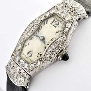   Plat & Diamond Ladies Antique Watch By BENRUS Watch Co. Swiss Movement