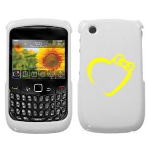  BLACKBERRY CURVE 8520 8530 9300 3G YELLOW HEART BOW ON A WHITE 