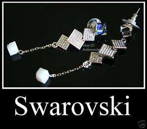 New Signed SWAROVSKI CRYSTAL EMERGENCY Bermuda Earrings  