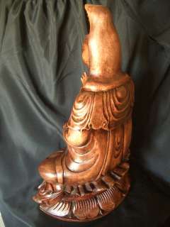 20 Hand Carved Wooden Quan Yin Goddess of Mercy Statue  