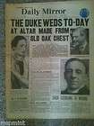 UK DAILY MIRROR JUNE 3 1937 DUKE DUCHESS WINDSOR WEDDING DAY NEWSPAPER