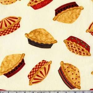  45 Wide Cherry Pies Cream Fabric By The Yard: Arts 