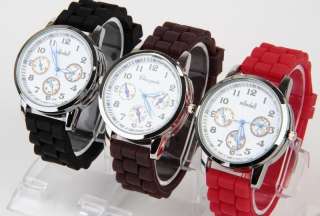 Lot 3 PCS Design Style Watch Silicone Rubber Band Wristwatch Japan 