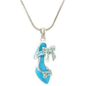  Blue High Heel Shoe Charm Pendant Necklace: Jewelry