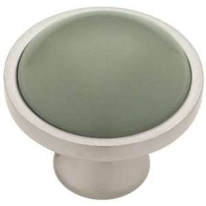 Sage Green Ceramic SATIN NICKEL Pull Knob BETSY FIELDS  