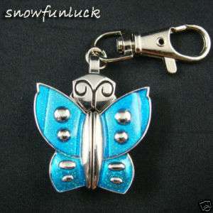 butterfly Pocket Keychain Watch BLUE+free necklace+box  