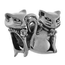 Auth Biagi Two Cats Silver Bead Charm NEW for 2011  
