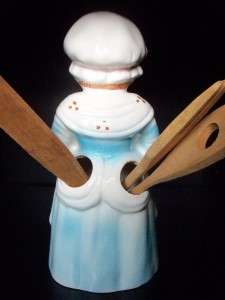 VTG GRANDMA BUSY BIDDY OLD LADY SPOON UTENSIL HOLDER  