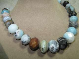 FACETED ITE BIG CHUNKY BEADED GEMSTONE NECKLACE  