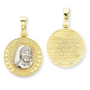  14K Two tone Mother Teresa Love Medal: Jewelry