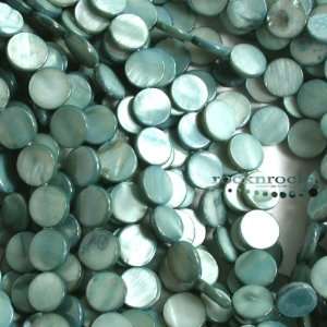  SILVERY BLUE TENNESSEE RIVER SHELL 10MM COIN BEADS 16 