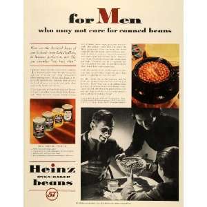 1937 Ad Heinz Oven Baked Beans Tomato Sauce Canned Food Family Dinner 