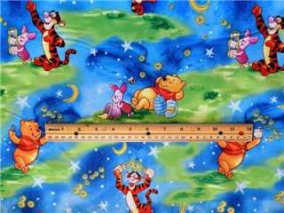   the Pooh Piglet Tigger Night Sky Stars Cartoon Fabric BTY  