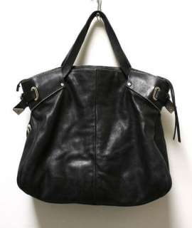 Francesco Biasia Black Leather Purse Shoulder Big Hand Bag Tote 