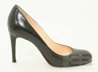 Christian Louboutin Black Leather Round Toe Heels Size 35.5  