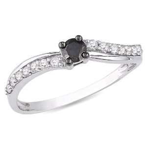  Sterling Silver 1/4 CT TDW Black and White Diamond Fashion 