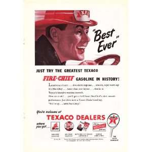   Motor Oil Firechief Fireman in Firetruck Original Vintage Print Ad