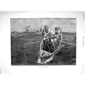   1893 WHALE FISHING MEN SPEARS BOAT SEA FRANK BRANGWYN: Home & Kitchen