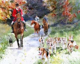 Print Foxhunting Horse Equine Equestrian Painting Art  