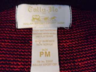 Tally Ho Size PM Button Down Sweater Red Black Long Sleeve  