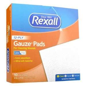  Rexall 12 Ply Gauze Pad   4 x 4, 10 ct Health 