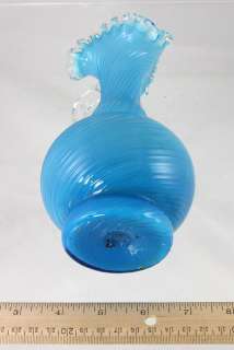 Lovely Blue American Victorian c1880 Art Glass Cased Glass Ewer Vase 