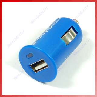 Blue USB Micro Auto Car Charger For iPod iPhone MP3 PSP  