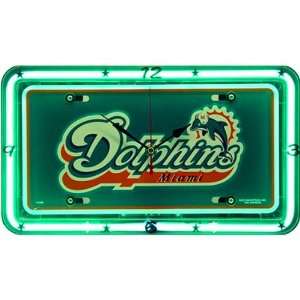  Miami Dolphins Logo License Plate Neon Clock