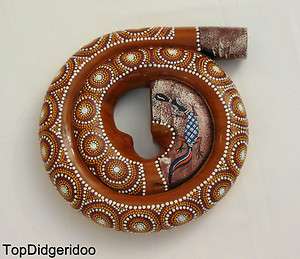 SPIRAL SNAIL Compact Digeridoo+BAG Hand Carved & Dot Painted Didgeridu 