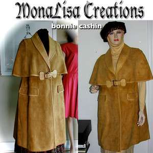 VTG 60s Bonnie Cashin Sills Spanish Coat Cape Suede & Angola Leather 