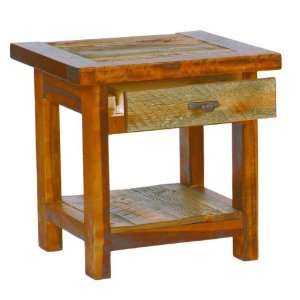 Rustic Tables   Reclaimed Wood End Table with Drawer, Barnwood