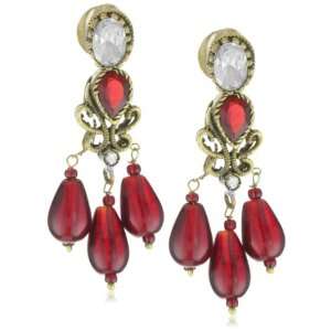  Taara Mughal Collection Garnet Earrings with Crystals 
