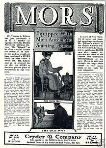 1907 MORS Car AD. Edward Poucher Art. Edison Bought One  