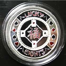 LUCKY EIGHTS silver Poker Card Guard Protector  