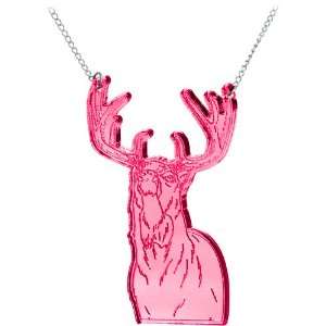  Pink Bucking Deer Necklace: Jewelry
