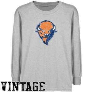  Bucknell Bison Youth Ash Distressed Logo Vintage T shirt 