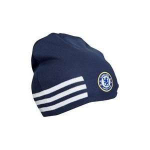 Chelsea FC   Authentic Adidas Knitted Hat Navy 3 Stripe  