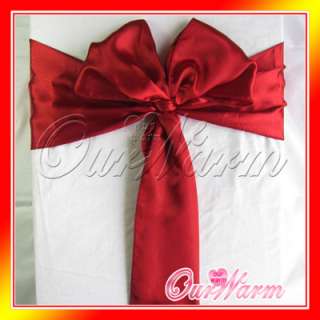 Dark Red Satin Chair Sash Bow Wedding Party Colors New  