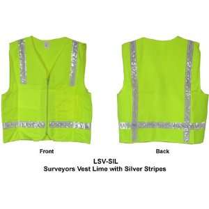  Surveyors Vest Lime with Silver Stripes   Large: Home 