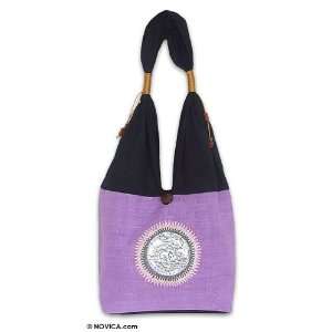  Cotton shoulder bag, Lilac Elephants Kitchen & Dining