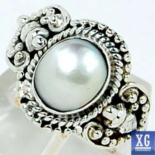 SR22189 BRILLIANT PEARL 925 STERLING SILVER RING JEWELRY s.9  