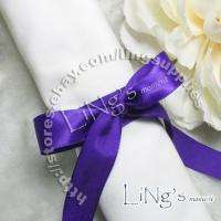 12 Purple Diamante Gem Silver Napkin Ring Bridal Wedding Party Favour 