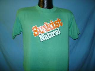 vintage SUNKIST NATURAL GREEN ORANGE SODA 80S t shirt M  